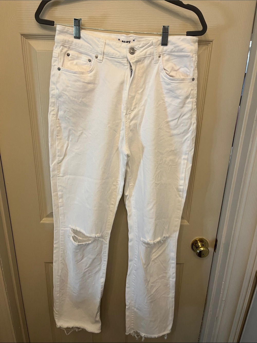 PAIGE White Distressed Boyfriend Jeans